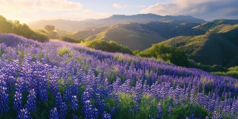 Purple Flowers and Mountains