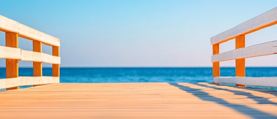 Fototapeta premium A wooden pier with a view of the ocean