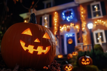 halloween jack o lantern with pumpkins
