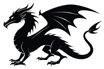 dragon silhouette vector illustration white background black 