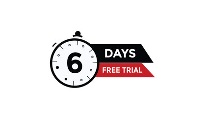 6 days free trial Countdown number banner templates. time icon. Vector Illustration 
