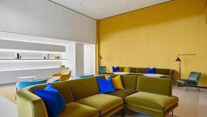 Book loft with yellow wall, 3D rendering