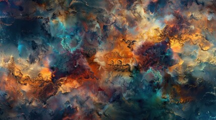 Obraz premium Abstract watercolor background with gold and teal accents.