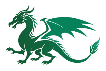 dragon silhouette vector illustration white background black 