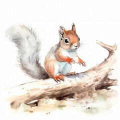 Eichhörnchen, Maus sitzt auf Ast und isst Nahrung