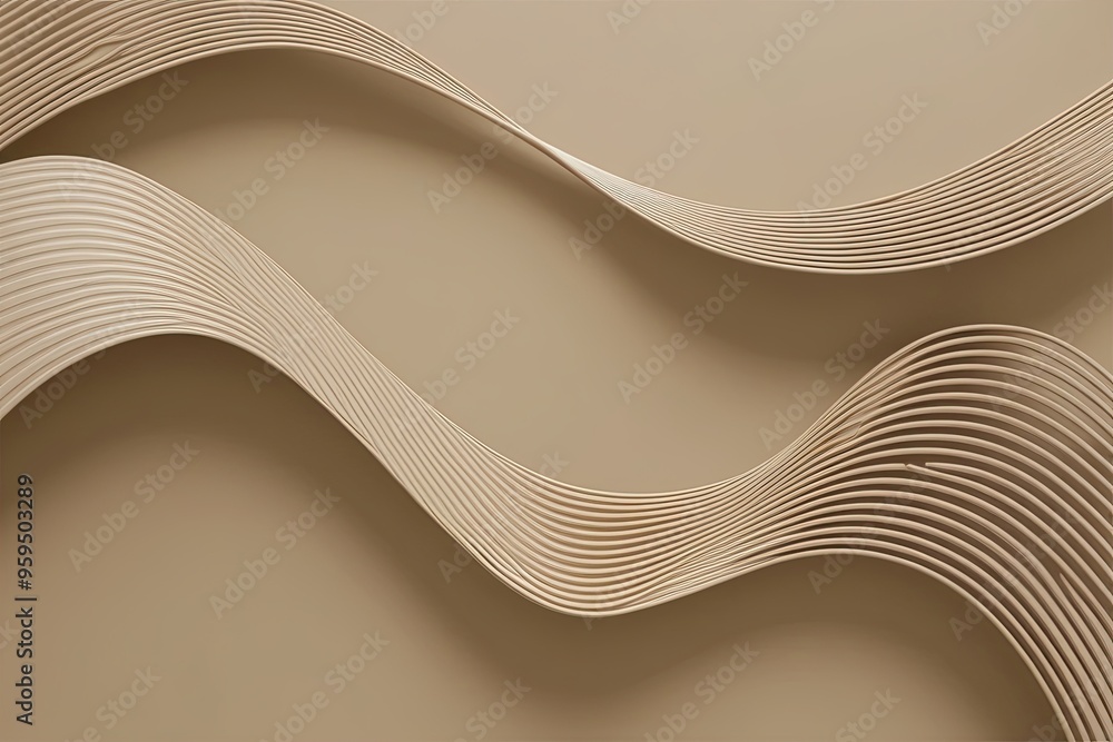 Poster stylish abstract beige screen with wave and line design