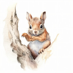 Eichhörnchen, Maus sitzt auf Ast und isst Nahrung