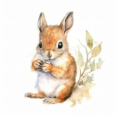 Eichh&ouml;rnchen, Maus sitzt auf Ast und isst Nahrung