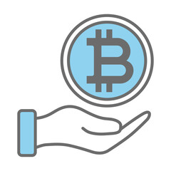 Bitcoin icon for cryptocurrency, virtual currency, digital money design template