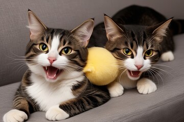 Joyful Playful Cat Cuddle Graphic Design