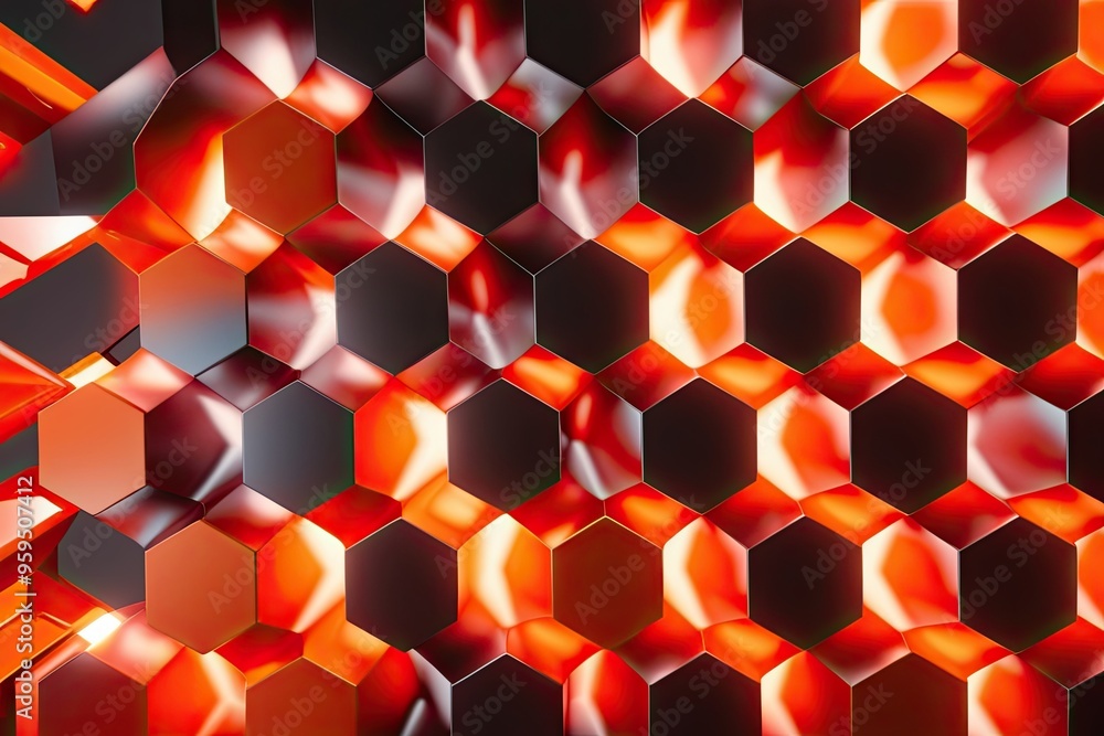 Aufkleber vibrant 3d orange hexagon abstract environment with modern patterns and glow effects