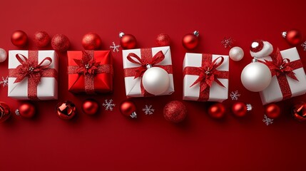 Merry Christmas and Happy New Year festive colorful composition. Christmas background. Xmas banner and holiday poster