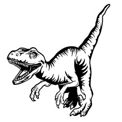 Raptor Dinosaur | Living Dinosaur | Velociraptor | Ancient Dinosaur | Carnivorous | Pre-Historic Animal | Dinosaur | Wild Animal | Original Illustration | Vector and Clipart | Cutfile and Stencil