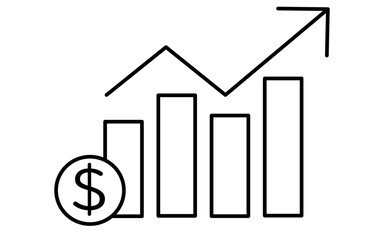 Growth graphs, business icons for targets, goal attainment, and goals