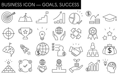 Business icon set of targets, goal attainment, and goals