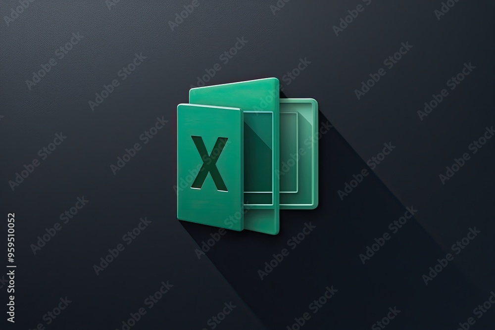 Poster sleek 3d excel app icon on dark backdrop