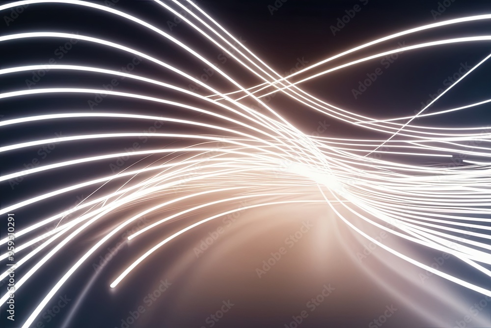Poster dynamic 3d bright white light backdrop with lively flowing lines