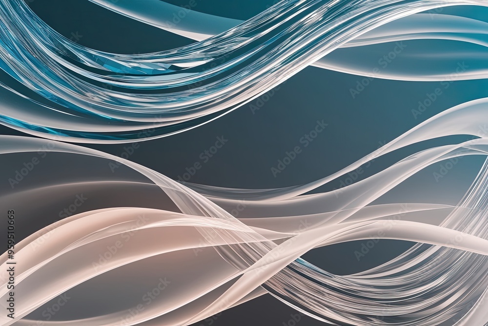 Poster abstract flowing crystal waves backdrop with contemporary design and translucent textures