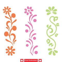Graceful Petals  Embroidery Vector Silhouette Set Inspired by Nature s Charm