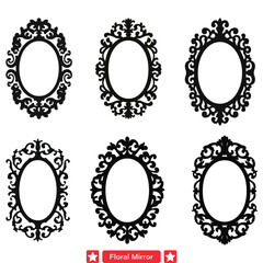 Stunning Floral Mirror Vector Silhouette Ensemble  Inspired Symmetry for Elegant Projects