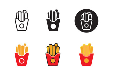 Fototapeta premium Set of french fries icon with different style on white background
