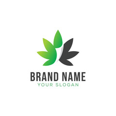 Modern Cannabis leaf logo design. Marijuana hemp logo design	