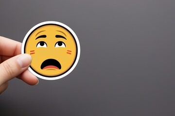 Fototapeta premium Uneasy Face Emoticon Sticker Conveying Anxiety and Hesitation
