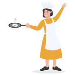 Restaurant Worker Illustration Isolated on White Background. Vector Character in Flat Cartoon Concept.