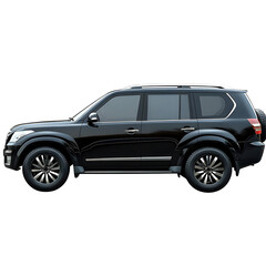 Fototapeta premium Black SUV with Chrome Accents on a Transparent Background, Isolated PNG