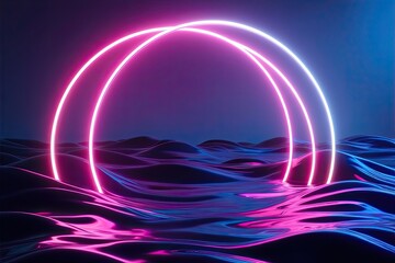 Obraz premium Vibrant Neon Flow Background with Futuristic Glow and Indigo Wave Design