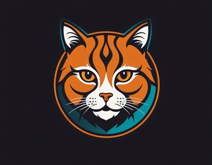 Obraz premium Cat icon. Cute cat. Wild animal. Mascot. Character design. Kitten. Animal sign. Veterinary clinic icon. Logo Cartoon cat. Panther logo. Stylish animal logo. Wild cat. AI generated image