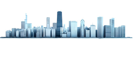 Obraz premium Modern City Skyline Reflected in Still Water on a Transparent Background, PNG Download.