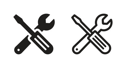 Wrench and Screwdriver icon set. Service, Repair Vector icon