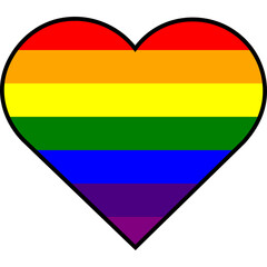 Rainbow heart with outline