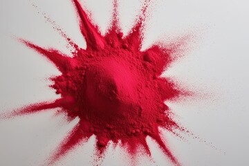 Vibrant Cherry Paint Powder Explosion on Smooth White Canvas