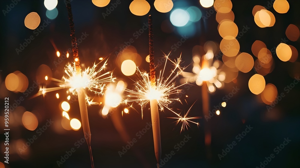 Poster vibrant and mesmerizing display of sparklers lighting up the night creating a captivating atmosphere