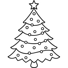 Christmas tree line art
