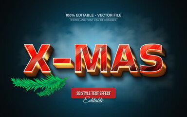 Red gold Christmas text effect editable