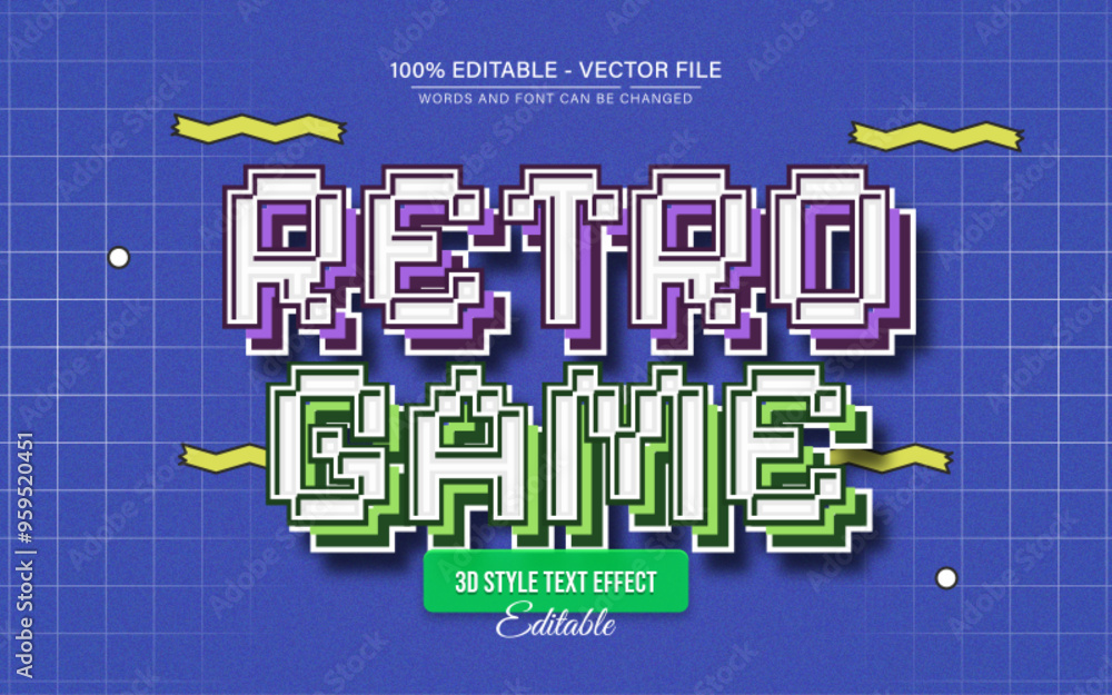 Poster retro game pixel text effect editable