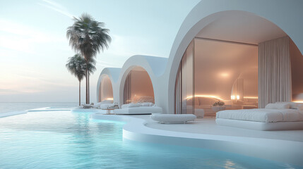 Luxury beach and Pool villa Santorini style