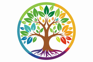 Green tree of life in a circle
