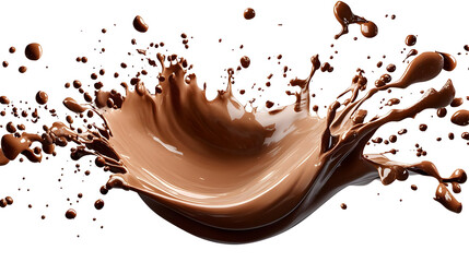Chocolate Liquid Splatters and Splashes with a Smooth Brown Texture Against a Transparent Background in PNG Format