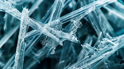 Close-Up of Asbestos Chrysotile Fibers Under Microscope Showing Detailed Structure and Composition, Hazardous Material Study, Industrial and Environmental Safety Analysis