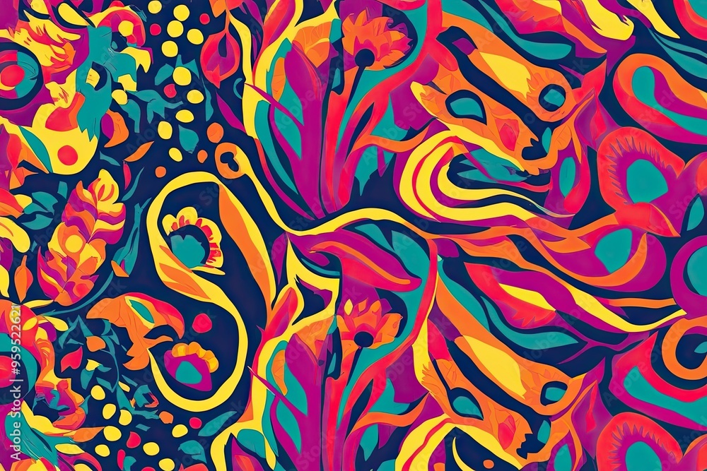 Poster dynamic patterns and colorful background art illustration