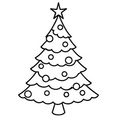 Christmas tree line art
