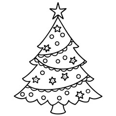 Christmas tree line art
