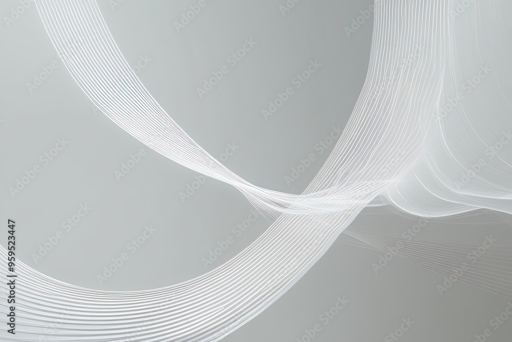 Wall mural modern abstract white background with wavy lines and textured design