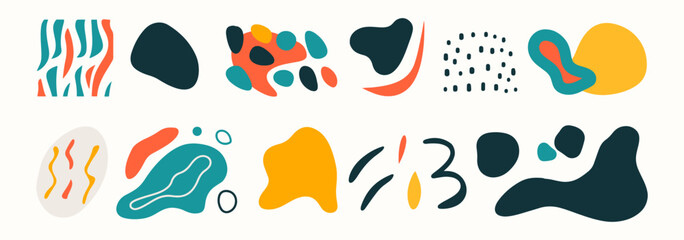 Set of abstract organic shape. hand drawn doodle art. vector blob