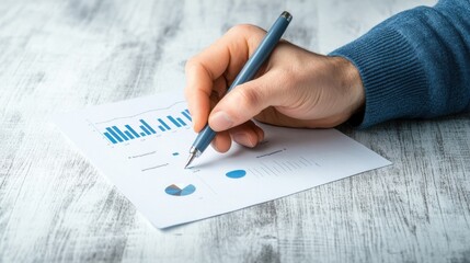 Strategic Decision-Making: Hand Holding Pen Over Business Plan Document