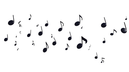 Obraz premium Black Musical Notes Floating on a Transparent Background for Abstract Animation or Video Background